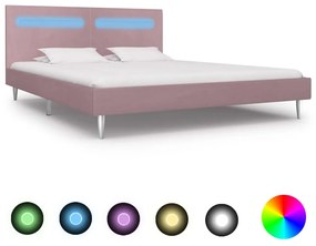 vidaXL Πλαίσιο Κρεβατιού με LED Ροζ 180 x 200 εκ. Υφασμάτινο