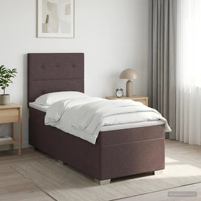 vidaXL Κρεβάτι box spring με στρώμα Σκούρο Καφέ 80 x 200 cm Ύφασμα