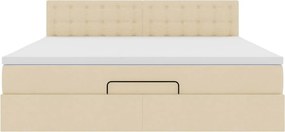 vidaXL Οθωμανικό κρεβάτι με στρώμα Cream 180x200cm ύφασμα