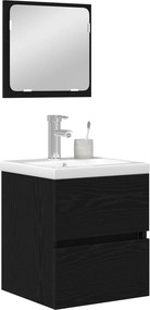 vidaXL Σετ Επίπλων Μπάνιου με συρτάρι 2 pcs Μαύρος Δρυς και Λευκό