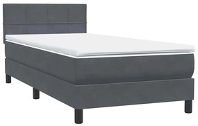 Box Spring Κρεβάτι με στρώμα Σκούρο γκρι 80x210 εκ. Βελούδινο - Γκρι