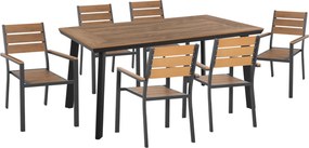 ΣΕΤ ΤΡΑΠΕΖΑΡΙΑΣ TABER HM21198 ΤΡΑΠΕΖΙ &amp; 6 ΠΟΛΥΘΡΟΝΕΣ-ΑΛΟΥΜΙΝΙΟ &amp; POLYWOOD-ΑΝΘΡΑΚΙ