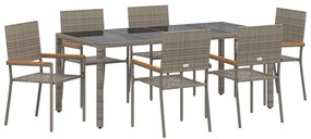 vidaXL Σέτ φαγητού για κήπο 7 pcs Γκρι 190 x 90 x 75 cm