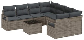 vidaXL Σετ Καναπέ με μαξιλάρι 9 pcs Γκρι συνθετικό ρατάν