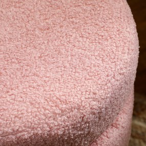 Σκαμπό, στρογγυλό, teddy fleece, έως 120kg, Φ40x45H cm, ροζ