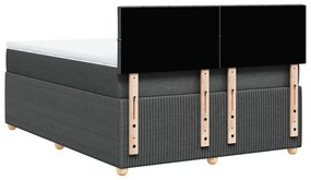 Κρεβάτι Boxspring με Στρώμα Σκούρο Γκρι 140x190 εκ. Υφασμάτινο - Γκρι