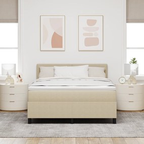 vidaXL Κρεβάτι με Στρώμα Ανοιχτό Πράσινο Γκρι 140x200 εκ. Ύφασμα Κορντούρας