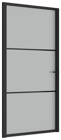 vidaXL Εσωτερική Πόρτα 102,5x201,5 εκ. Μαύρο Ματ Γυαλί και Αλουμίνιο