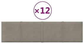 vidaXL Πάνελ Τοίχου 12 τεμ. Ανοιχτό Γκρί 60x15 εκ. 1,08 μ² Βελούδο