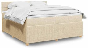 vidaXL Κρεβάτι Boxspring με Στρώμα Κρεμ 200x200 εκ. Υφασμάτινο