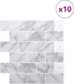 vidaXL Πλακάκι Subway 10 τεμ. Λευκό Μάρμαρο 30 x 30 cm