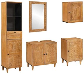 vidaXL Σετ Επίπλων Μπάνιου με συρτάρι 5 pcs Καφέ 38 x 33 x 160 εκ.