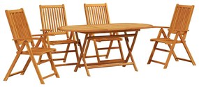 vidaXL Σέτ φαγητού για κήπο 5 pcs Καφέ Μασίφ ξύλο ακακίας