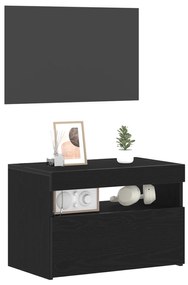 vidaXL Ντουλάπα τηλεόρασης με LED Φωτισμό σε Μαύρο Δρυ 60x35x40 εκ. Κατασκευασμένη από επεξεργασμένο ξύλο
