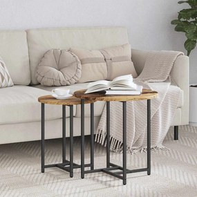 vidaXL Σετ βοηθητικά τραπεζάκια 2 pcs Παλιό ξύλο και μαύρο