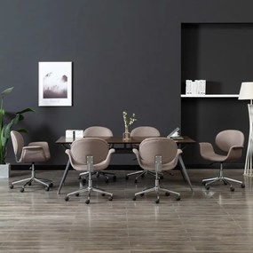 vidaXL Καρέκλες Τραπεζαρίας Περιστρεφόμενες 6 τεμ. Taupe Υφασμάτινες