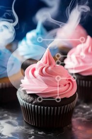 Σετ των 2 Intra Συλλεκτικό Ξύλινο Παζλ Plywood 4mm - Πολύχρωμα cupcakes με παγωμένο και καπνό Σε Ξύλινο Κουτί - Διαστάσεις: 10x10 cm – 25 κομμάτια