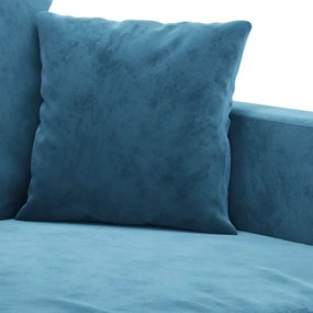 Σετ Σαλονιού 3 Τεμαχίων Μπλε από Βελούδο με Μαξιλάρια 3201719