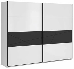 Ντουλάπα Boston CE124, Μαύρο ματ, Γυαλιστερό λευκό, 218.5x270x58cm, Πόρτες ντουλάπας: Με μεντεσέδες