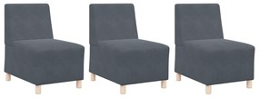 vidaXL Καναπέδες 3 pcs Σκούρο γκρι 55 x 74 x 82 εκ. Βελούδο