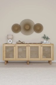 Stewehome Κονσόλα Bohem με PVC ψάθα 4 θυρών 180x40x75 cm