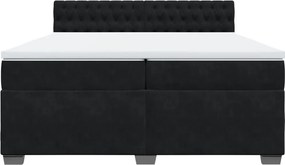 vidaXL Κρεβάτι Boxspring με Στρώμα Μαύρο 200x200 εκ. Βελούδινο