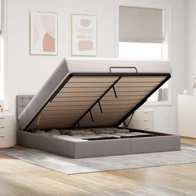 vidaXL Οθωμανικό κρεβάτι με στρώμα &amp; LEDs Taupe 160x200cm ύφασμα