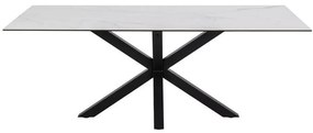 Τραπέζι Oakland 505, Μαύρο, Άσπρο, 76x100x200cm, 78 kg, Κεραμικός, Επεξεργασμένο γυαλί, Μέταλλο | Epipla1.gr