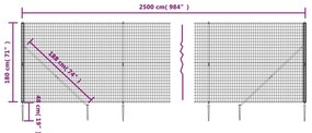 vidaXL Συρματόπλεγμα Περίφραξης Πράσινο 1,8 x 25 μ. με Καρφωτές Βάσεις