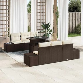 vidaXL Σετ Καναπέ Κήπου 7 pcs Καφέ και κρεμ 100 x 55 x 73 εκ.