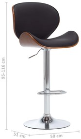 vidaXL Σκαμπό Μπαρ Μαύρο από Συνθετικό Δέρμα