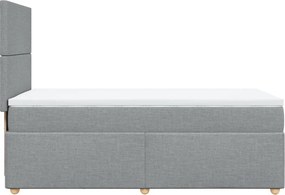 vidaXL Κρεβάτι Boxspring με Στρώμα Ανοιχτό Γκρι 90x190 εκ. Υφασμάτινο