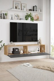Stewehome Έπιπλο τηλεόρασης με ντουλάπι από πεύκο 140x32x29 cm