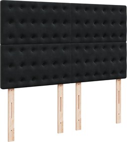 vidaXL Κρεβάτι Boxspring με Στρώμα Μαύρο 140x190 εκ. Βελούδινο