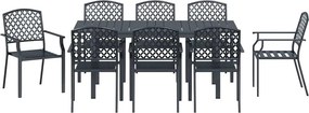 vidaXL Σέτ φαγητού για κήπο 9 pcs Ανθρακί Ατσάλι με Πούδρα