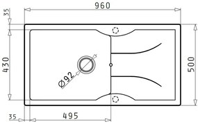 Νεροχύτης Pyramis Pyratek Aeolia 1B 1D-Cristalo Bianco-77 x 50 εκ.