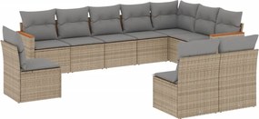 vidaXL Patio Sofa Set 10-θέσια Beige and Grey