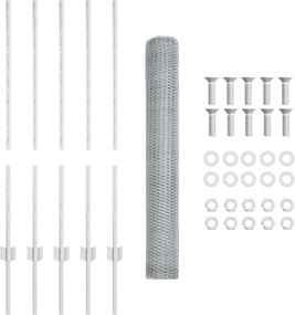vidaXL Εξωτερική εξάγωνη περίφραξη με στήλη 10 x 1 m Ασημί Δίχτυ