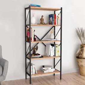 Βιβλιοθήκη Colmar Megapap μεταλλική - μελαμίνης χρώμα pine oak 66x34x160εκ.