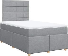 vidaXL Κρεβάτι Boxspring με Στρώμα Ανοιχτό Γκρι 120x200 εκ. Υφασμάτινο