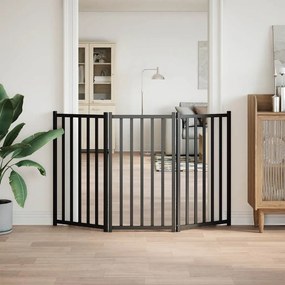 vidaXL Διαχωριστικό Σκύλων Πτυσσόμενο 3 Πάνελ Μαύρο 150 εκ Μασίφ Ελάτη