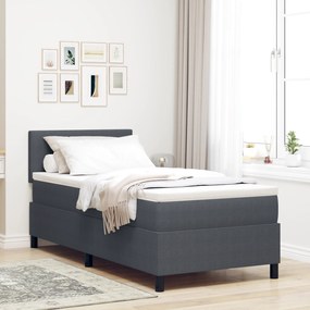 vidaXL Κρεβάτι Box Spring με Στρώμα & LED Σκούρο Γκρι 90x200 εκ Ύφασμα Κορντούρα