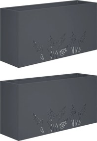 vidaXL Γλάστρα Κήπου 2 τμχ. Ανθρακί 100 x 30 x 49 εκ