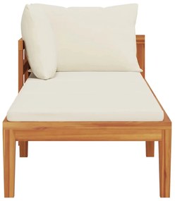vidaXL Ξαπλώστρα με 1 Μπράτσο από Ξύλο Ακακίας με Κρεμ/Λευκά Μαξιλάρια