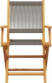 vidaXL Σετ Επίπλων Bistro 3 τεμ.Γκρι Πολυπροπυλένιο/Μασίφ Ξύλο