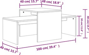 vidaXL Σετ Τραπεζάκια Σαλονιού Γκρι Σκυροδ. 100x48x40 εκ. Επεξ. Ξύλο