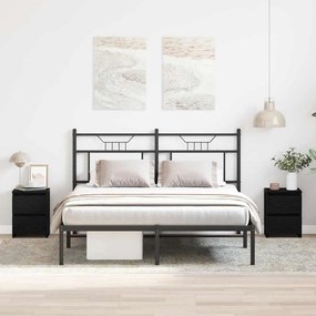 vidaXL Κομοδίνο 2 pcs Μαύρη Οξυά 30 x 30 x 40 cm Επεξεργασμένο ξύλο