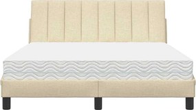 vidaXL Κρεβάτι με Στρώμα Hanko Κρεμ 140x200 εκ. Υφασμάτινο