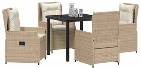 vidaXL Σέτ φαγητού για κήπο 5 pcs Μπεζ συνθετικό ρατάν