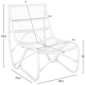 ΠΟΛΥΘΡΟΝΑ GRINN HM9815.03 ΡΑΒΔΟΙ RATTAN ΣΕ ΛΕΥΚΟ 56,5x73,5x79,5Υ εκ. (1 Τεμμάχια)